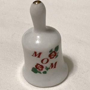 Vintage, Mom ceramic miniature bell with gold accent